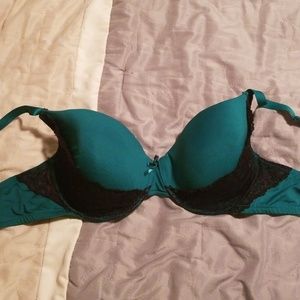 Sexy green bra with black lace